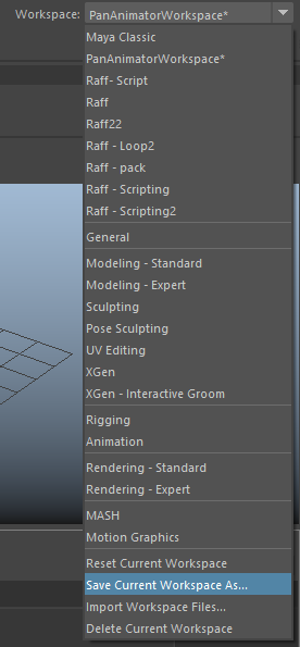 Skrypt startowy Maya – wczytywanie layout Workspace