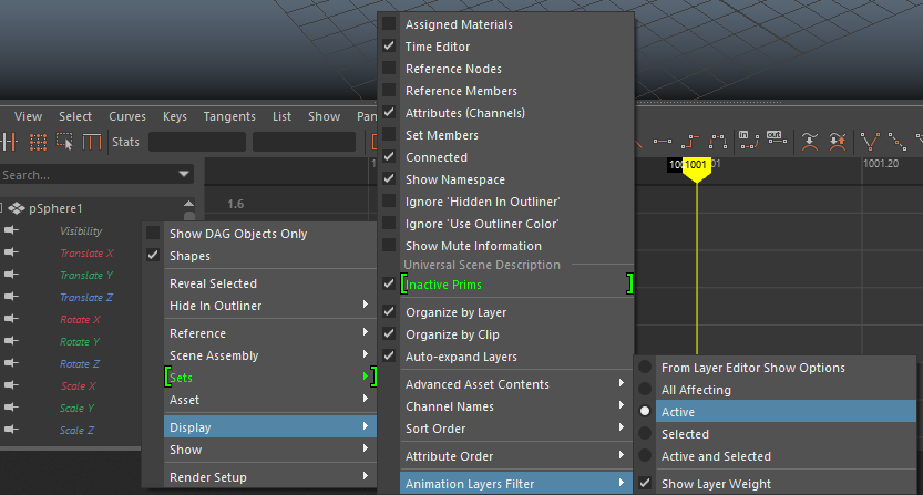 maya graph editor outliner settings