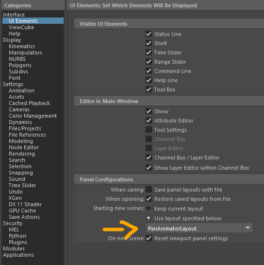 maya settings